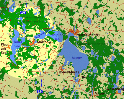 Karte der Region Plauer See und Fleesensee Karte der Region Plauer See und Fleesensee